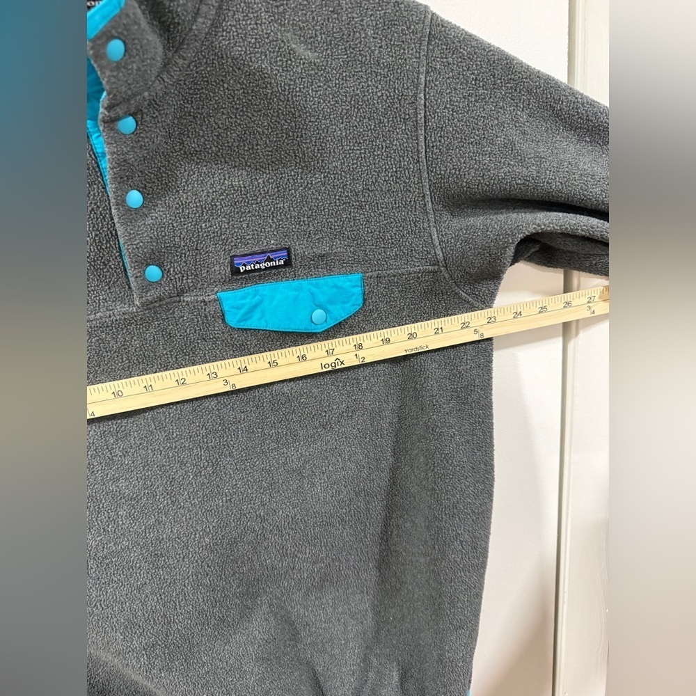 Patagonia Synchilla Snap-T Fleece Pullover Women’s XL Gray Teal Classic Logo - Picture 6 of 12